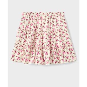 NWT: Girls Floral Tiered Skirt - White Floral Ruffle Skirt - Pink and Cream